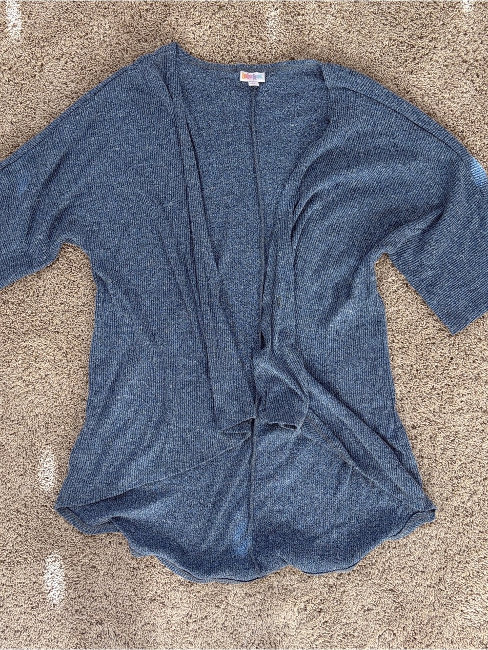 LulaRoe Women Size M open front open duster cardigan blue longer in back